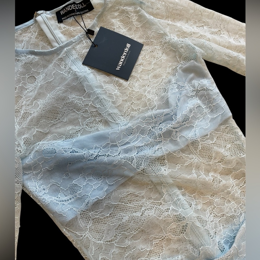 Wanderdoll women blue Exclusive Jamie lace Drape Detail jumpsuit , from ASOS - Picture 8 of 12